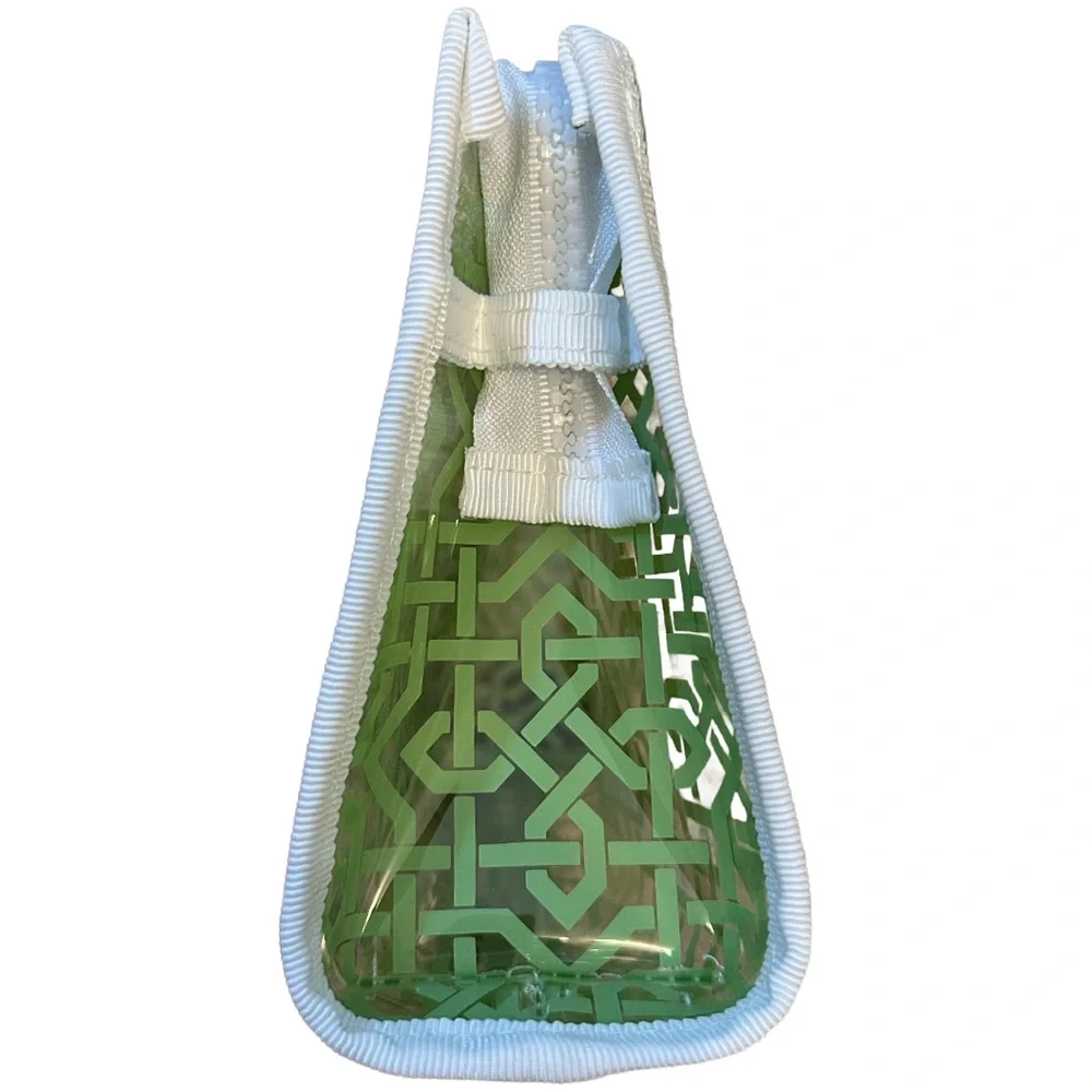 NEW TRVL DESIGN women's lattice daytripper set toiletry bag in green & clear